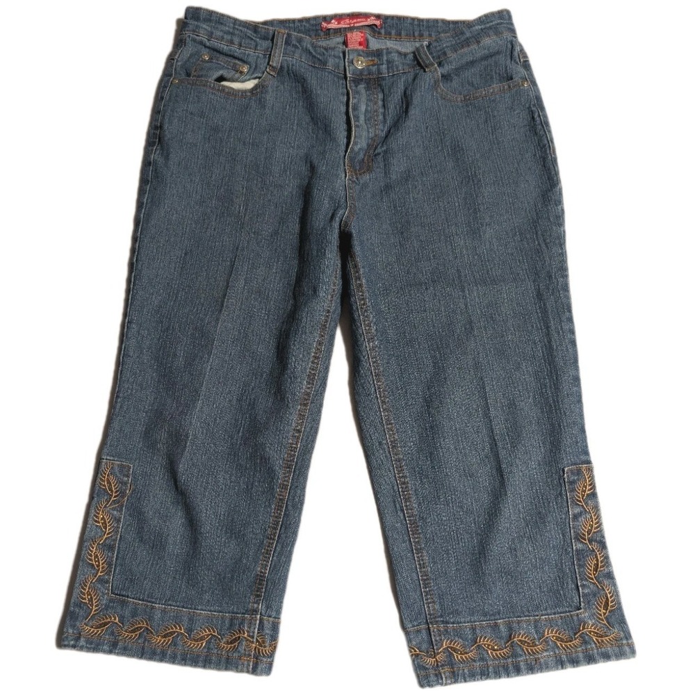 COS Womens‎ Size 12 Blue Embroidered Wide Leg Jeans Studded Boho Y2K Denim